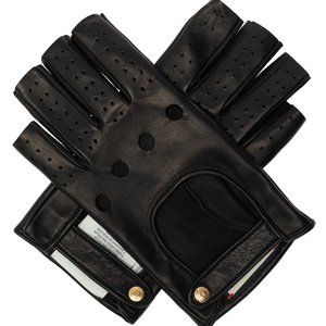 Gucci Fingerless Black Leather Gloves